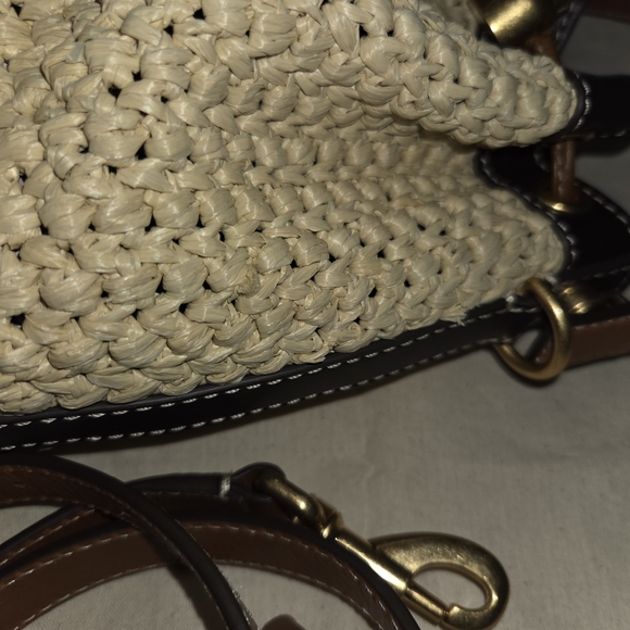 Tory Burch Cream and Brown Raffia Bucket Bag RARE - Picture 13 of 13